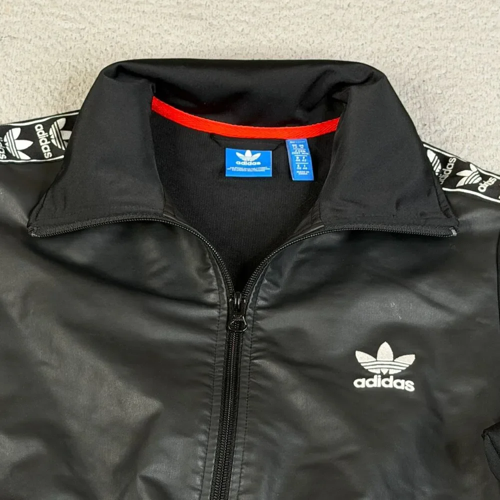 ADIDAS Trefoil Track Jacket Mens M Full Zip Black Performance Retro Streetwear